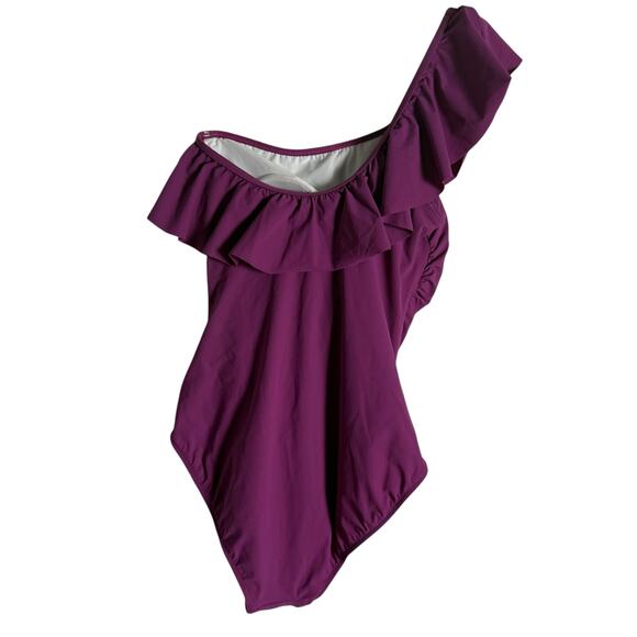 Profile By Gottex Purple One-Shoulder Ruffle One-Piece Swimsuit Size 8 - Picture 9 of 10